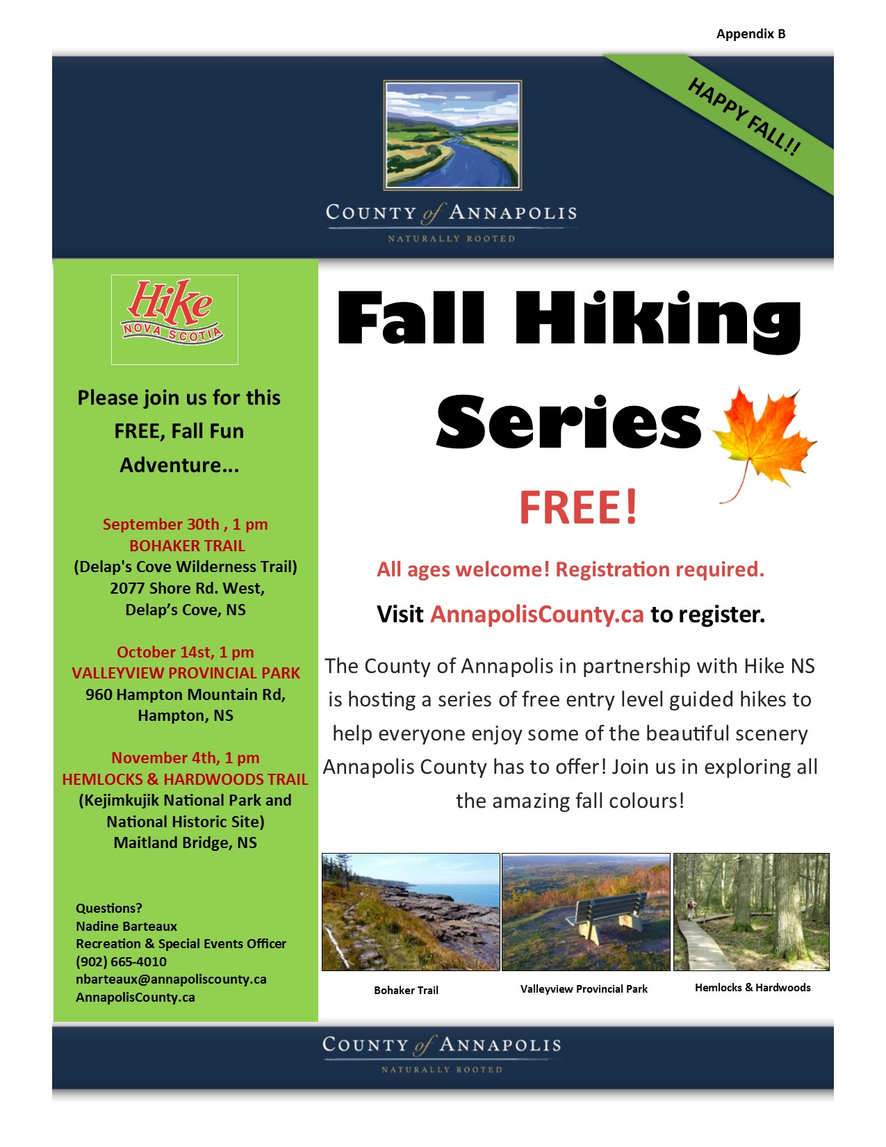 2018 Fall Hiking Series poster