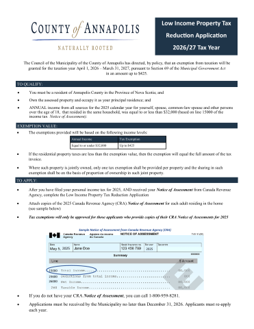 Low Income Property Tax Reduction App 2026 27