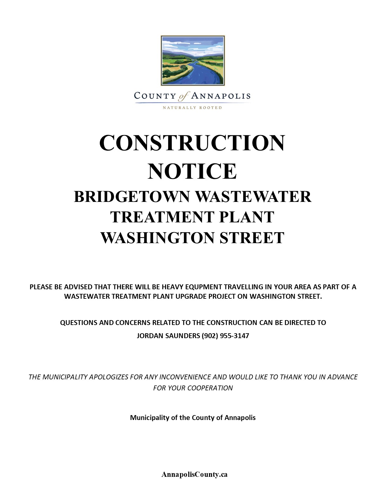 Construction Notice Lagoon Berms Sept 15 25