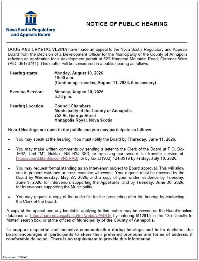 M12815 Notice of Public Hearing Aug 10 2026