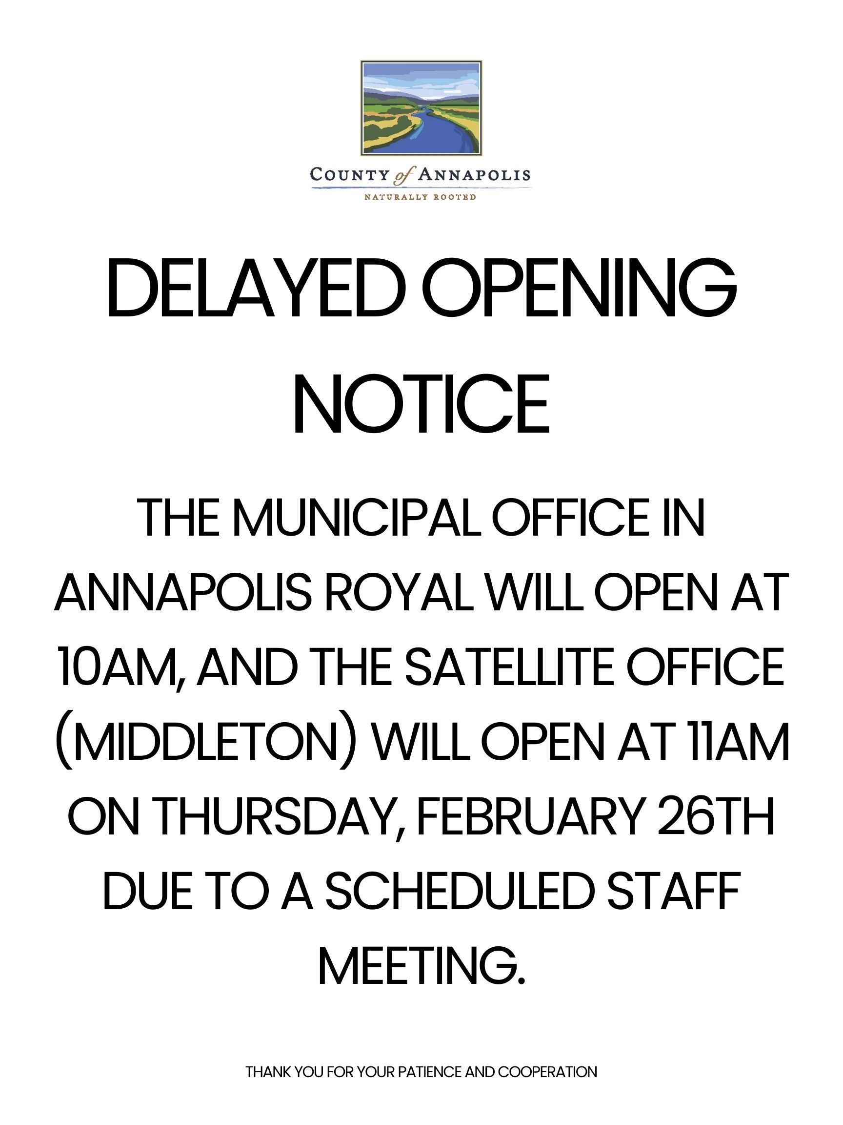 DELAYED OPENING FEB 26
