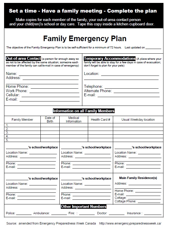 family emergency plan
