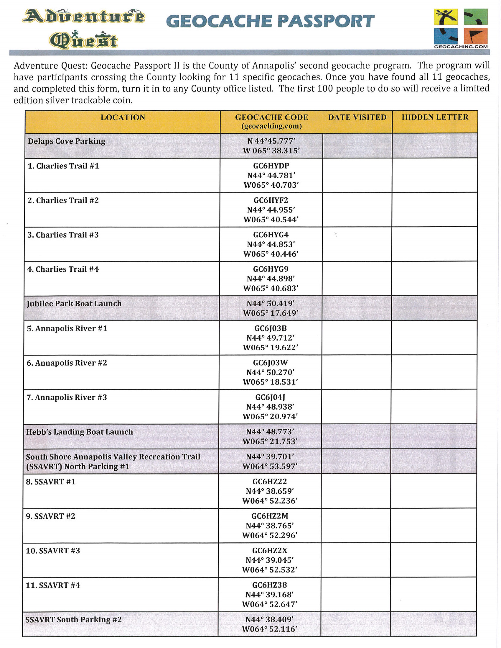 Geocache Passport II page 2