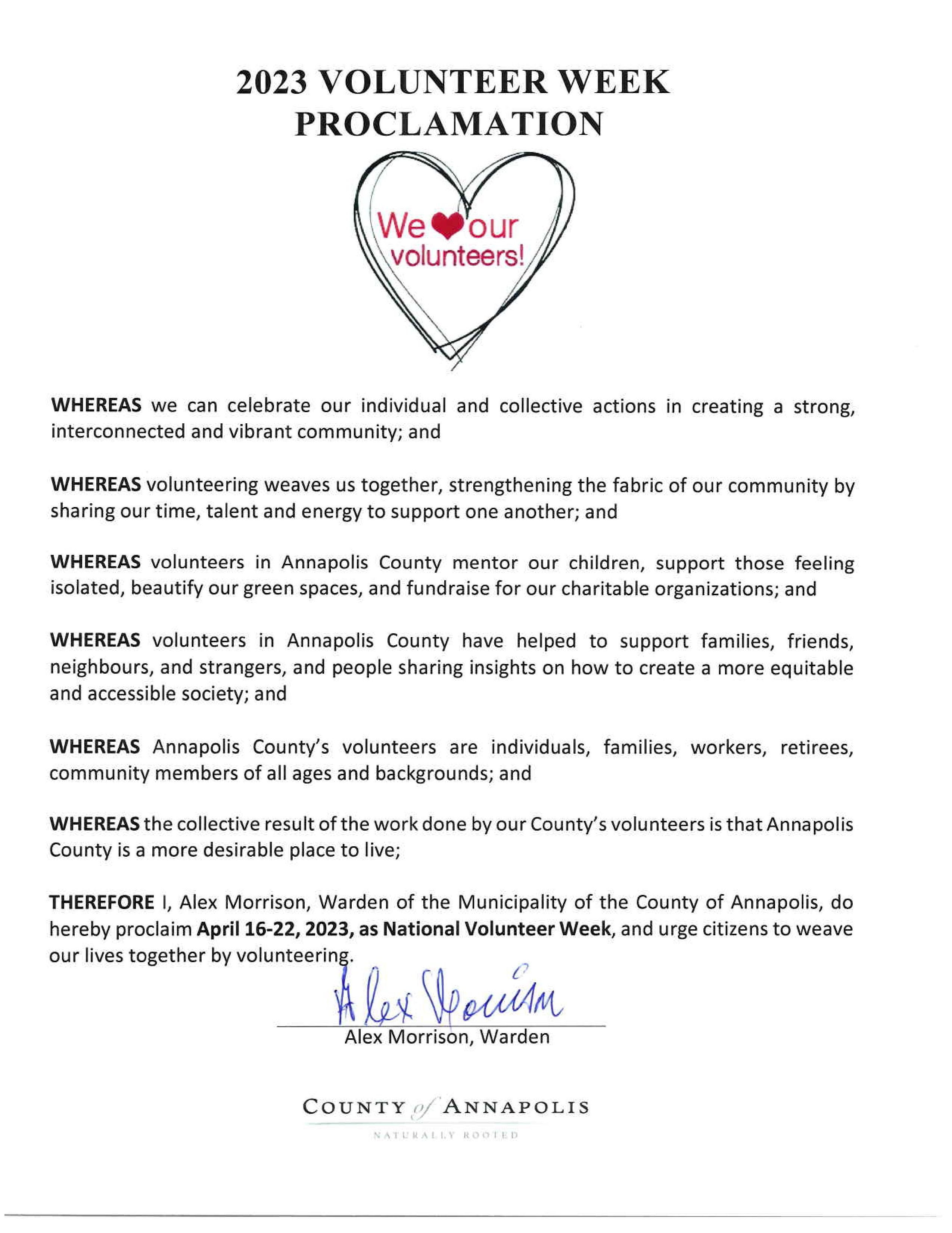 2023 Vol Week Proclamation