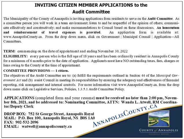 2021 10 22 29 CitizenAppointmentToAuditCommittee M010 quarterpage